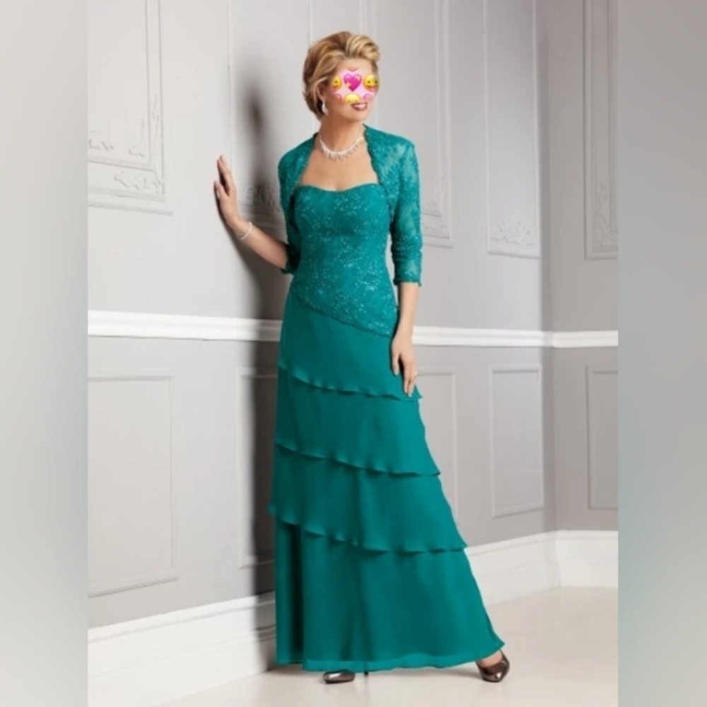 Caterina Collection Peacock Embellished Dress Jacket
